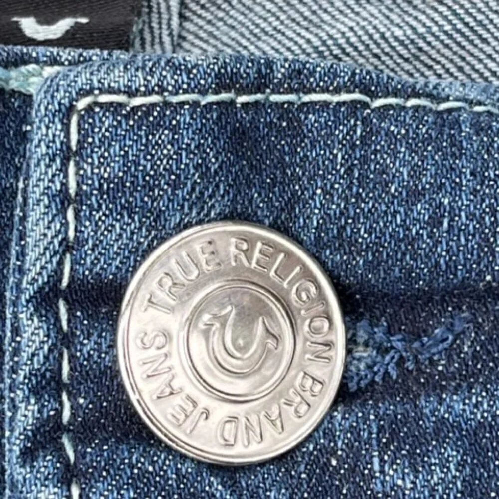 True Religion Geno SN Flap Relaxed Slim Blue Men's Size 33 X 32 Jeans NEW $159